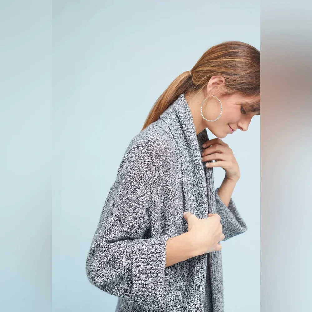 Splendid Briarwood Open Front Wool Bland Knit Cardigan in Marled Gray XS